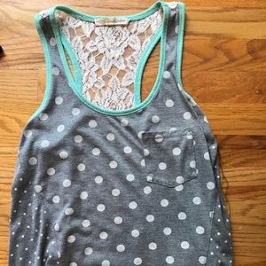 Polka Dot razor back tank top